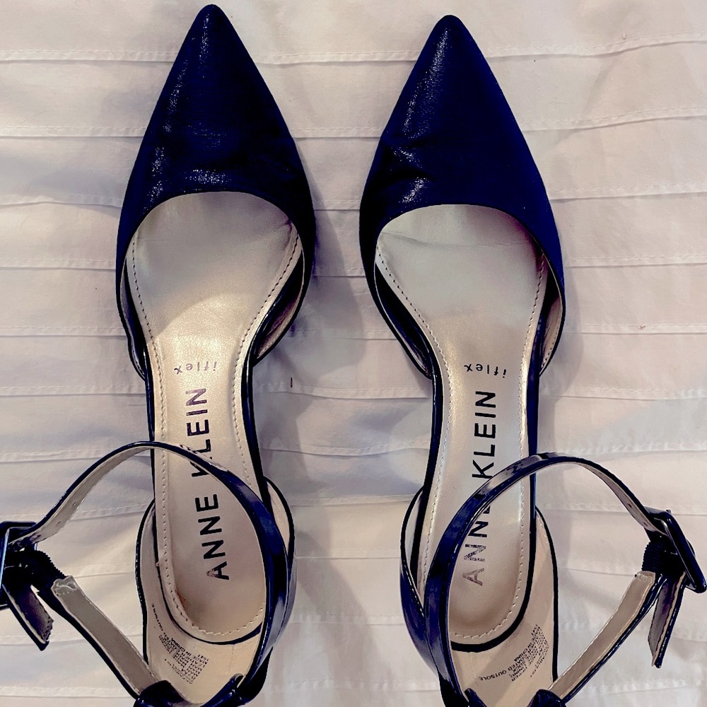 Leather Pumps Navy Blue